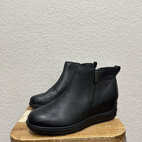 NEW Sorel Evie ll Black Leather Waterproof Ankle Boots Size 9.5 - Picture 5 of 11